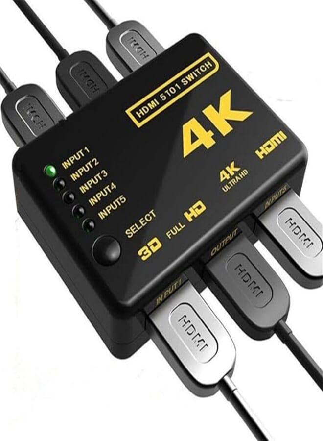 Tobo 5 in 1 Out HDMI Switcher HDMI Splitter with IR Wireless Remote.